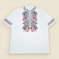 Мужская вышиванка с коротким рукавом белая
