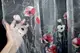 Тюль (3х2,1м.) органза с крупным цветочным принтом. Цвет полупрозрачный с красным и чёрным. Код 1062т 40-134