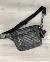 Сумка на пояс женские Элен серебро