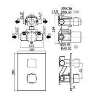 LEQ518NO/M LIGHT Змішувач для душу термостатичний прихованого монтажу, чорний мат.