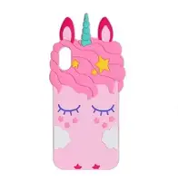 Силиконовый чехол для iPhone XS / X - 3D Sleep Unicorn (Единорог), Розовый
