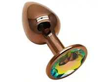 Анальна пробка із кристалом EGZO - Dark Gold Round Plug Rainbow, size S