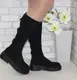 Женские черные замшевые сапоги с молнией на весну. черный