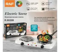 Двокомфоркова настільна електроплита спіральна RAF 8020B White 2000W