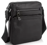 Мужская сумка из натуральной кожи Tiding Bag черная