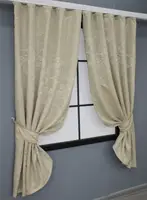 Комплект (2шт. 1,3х1,7м.) коротких штор, льон мармур колекція "Pavliani". Колір бежево-сірий. Код 1368ш 35-0058