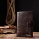 Лакированное мужское портмоне с хлястиком из натуральной фактурной кожи KARYA 21194 Коричневый
