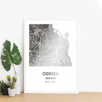 Постер "Одесса / Odessa" фольгированный А3, Белый-серебро, А3, английский
