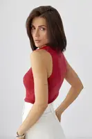 Майка-поло в рубчик на блискавці - червоний цвет, ONE SIZE