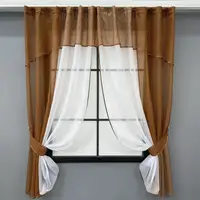 Кухонные шторы (280х170см.) с ламбрекеном, на карниз 1-1,5м. Цвет коричневый с белым. Код 090к 52-1213