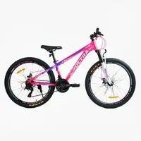 Велосипед спортивный 26" Corso Ultra, рама алюминиевая 13'", оборудование Shimano, 21 скорость, собран на 75%. Pink (154816)