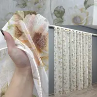 Тюль батист, коллекция "Flora". Цвет белый с зеленым и оранжевым принтом. Код 1865т