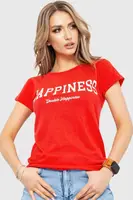 Футболка женская с принтом цвет красный 221R3063