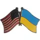 Значок парный флаг Украина Америка 25х40 мм, Пин Украина, Пин Америка, Значок Украина и Америка RESTEQ