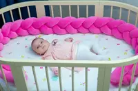 Бортик в ліжечко Хатка Косичка Рожевий Акція! 120 см (одна сторона ліжечка)