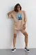 Костюм з футболкою oversize та велосипедками - кавовий цвет, S