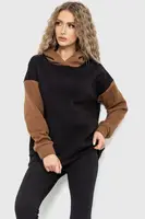 Худи женский на флисе цвет черно-коричневый 102R312
