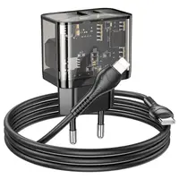 Адаптер сетевой HOCO Type-C to Lightning cable Dazzling dual-port N34 |1USB/1Type-C, 20W/3A, PD/QC|