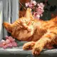 Набор для росписи по номерам "РЫЖИЙ КОТ НА ПОДОКОННИКЕ" 40х40 см