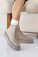 Женские кеды кожаные зимние бежевые Yuves 599 мех (41)
