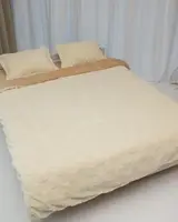 Постільна білизна плюшева євро Dushka Home 20713 200х220 см молочна з коричневою