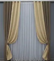 Комбіновані (2шт.1,6х2,7м.) штори з тканини мікровелюр. Колір світле какао з бежевим. Код 014дк (1033-790ш) 11-0018