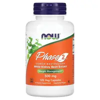 Натуральная добавка NOW Phase 2 White Kidney Bean Extract 500 mg, 120 вегакапсул
