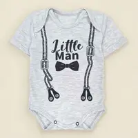 Серый боди-лодочка для мальчика Little Man