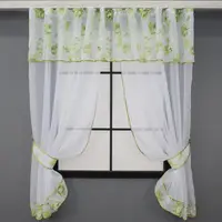 Кухонный комплект, (270х170см.) шторки с ламбрекеном и подхватами. Цвет белый с салатовым. Код 085к 52-0725