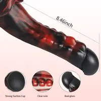 Фантазійний фалоімітатор із агресивним рельєфом “Dark Red/Black”