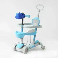 Самокат 5 в 1 "Best Scooter". PU колеса, подсветка колес. Gray and blue (130223)