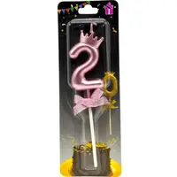 Свеча-цифра 2 с короной (ФИОЛЕТОВЫЙ) 14 см
