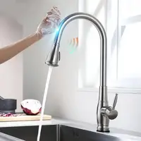 Смеситель сенсорный для раковины выдвижной слив кран два режима воды вращающийся на 360 градусов WanFan Никель