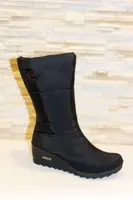Сапоги женские зимние дутики черные на танкетке код С689