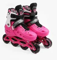 Роликовые коньки 1-87 L Best Roller колеса PU светятся. Black and Pink (размер 39-43) (186957)
