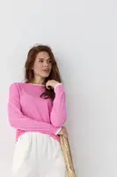 Віскозний лонгслів із контрастним кантом - рожевий цвет, ONE SIZE