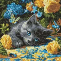 Алмазная мозаика "Котенок голубоглазый" 40х40 см