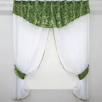 Кухонный комплект, (270х170см.) шторки с ламбрекеном и подхватами. Цвет салатовый с белым. Код 084к 52-0677