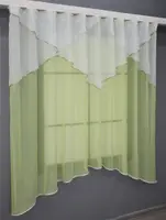 Кухонний комплект (270х170см.), тюль арка з ламбрекеном. Колір блідо-салатовий з білим. Код 025к 52-0769