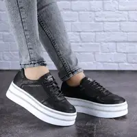 Женские кожаные сникеры Fashion Erly 1717 40 размер 25 см Черный