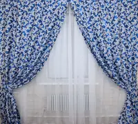 Комплект 2шт 2х2,75м готових штор, з тканини блекаут, колекція "Вензель" Колір синій 097ш А 32-008