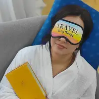 Маска для сна с принтом, дорожная повязка для глаз, бархат Хочу спати 18,5×8,5 см