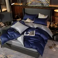 Постельное белье ДУЕТ ROYAL NAVY/PLATINUM Premium Сатин однотон MERISET - Полуторный