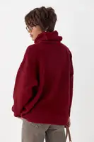 Жіноча в'язана туніка з високою горловиною - бордо цвет, ONE SIZE (є розміри)