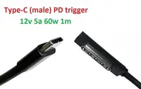 Переходник на 12v (max 5a, 60w) Microsoft 5pin SurFace 1/2 1m з USB Type-C (male) Power Delivery PD тригер (A class) 1 день гар.