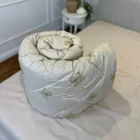 Одеяло двуспальное стеганое зимнее из шерсти Leri Max Pure Wool 21501 180х210 см бежевое