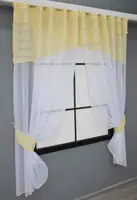 Кухонні штори (280х170см.) з ламбрекеном, на карниз 1-1,5м. Колір жовтий з білим. Код 091к 52-0806