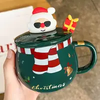 Кружка з кришкою новорічна Merry Christmas 13682 380 мл зелена