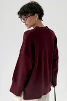 Свободный джемпер вязаный с разрезами - бордо цвет, ONE SIZE (есть размеры)