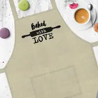 Кухонный фартук с надписью, хлопок, Baked with love Пеку с любовью 75х51 см